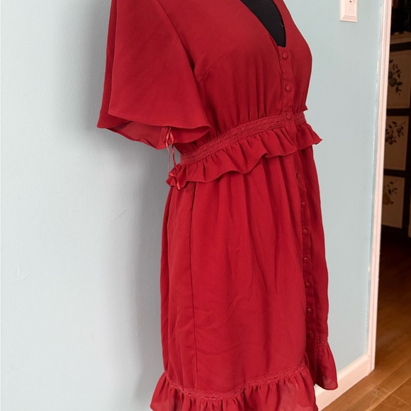 Miami Red Ruffled Wrap Sundress - Picture 2 of 7